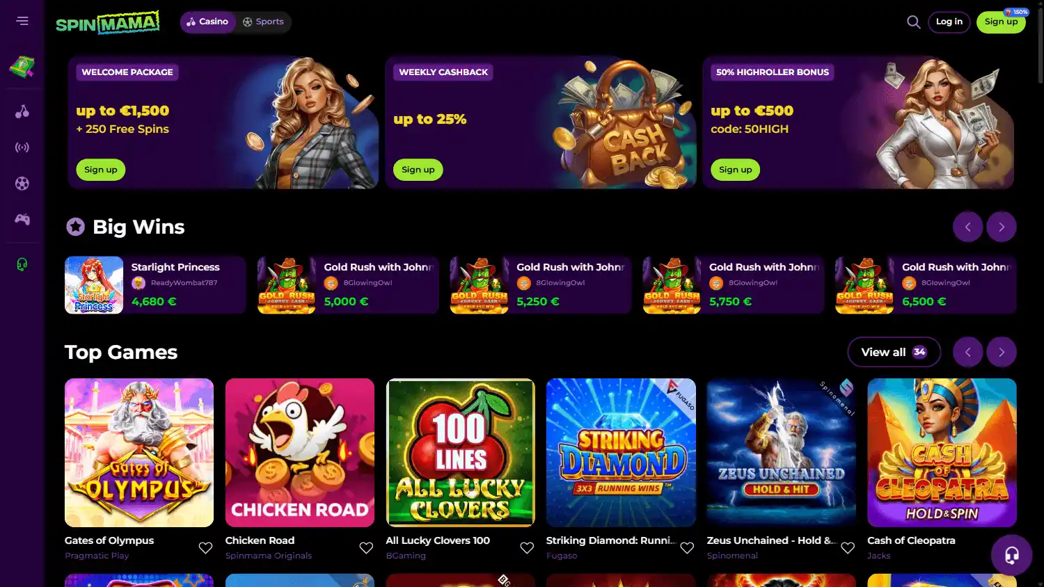 Spinmama Casino screenshot 1