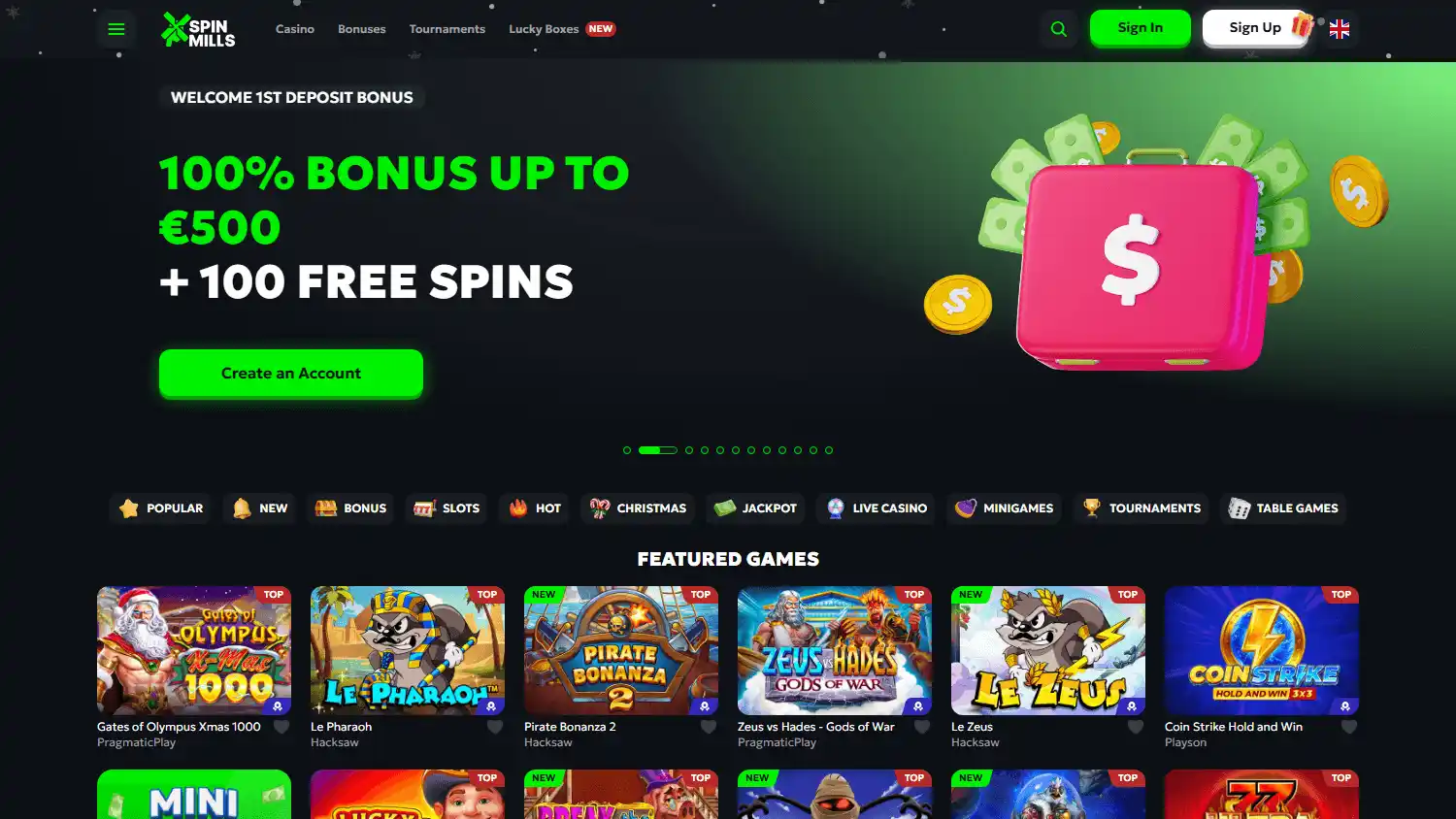 SpinMills Casino screenshot 1