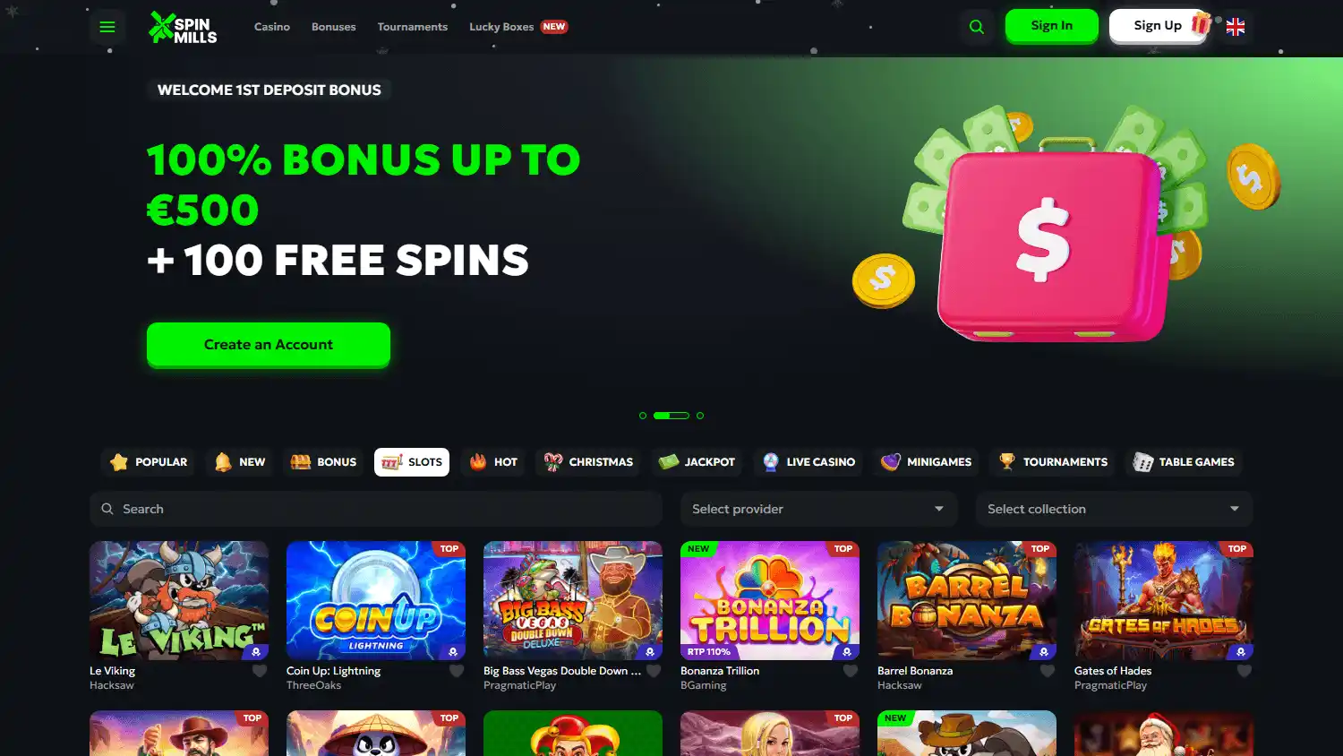 SpinMills Casino screenshot 2