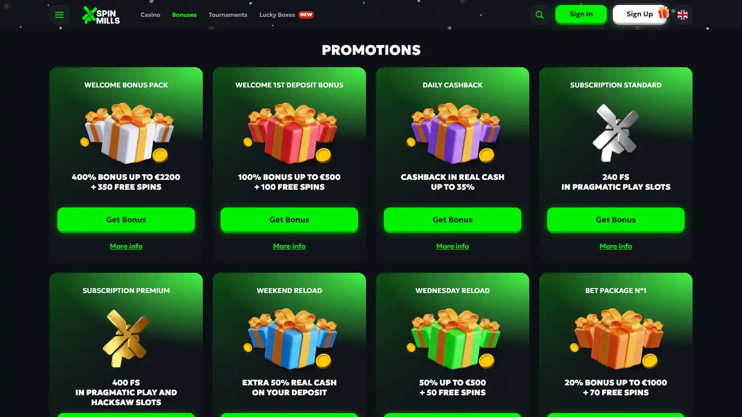 SpinMills Casino screenshot 3