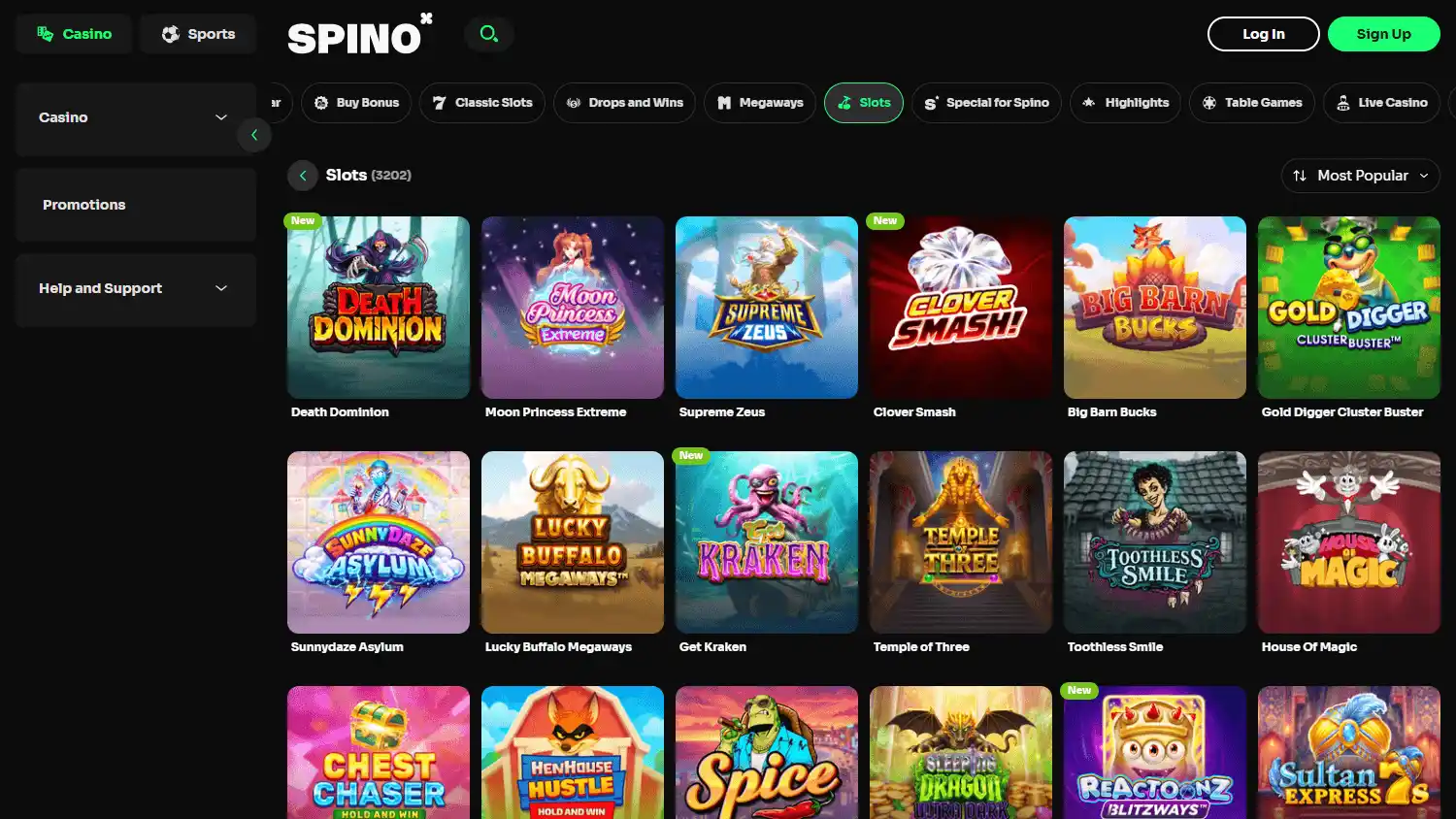 Spino Casino screenshot 2