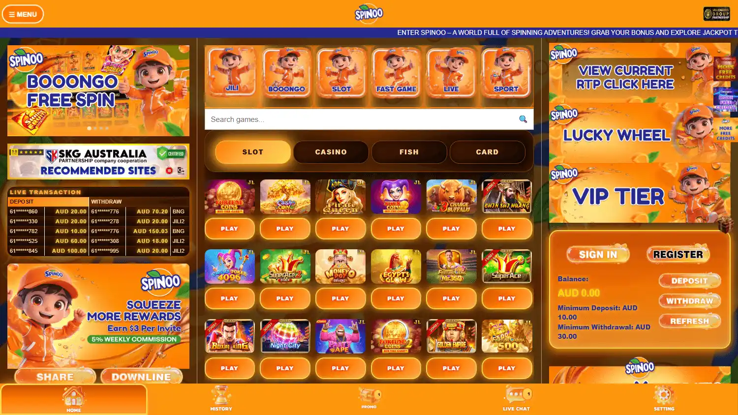 Spinoo Casino screenshot 1