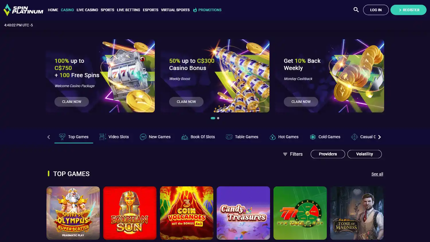 Spinplatinum Casino screenshot 2