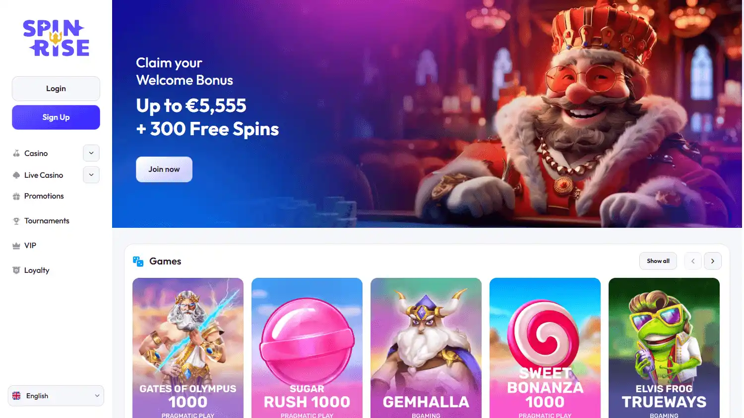 Spinrise Casino screenshot 1