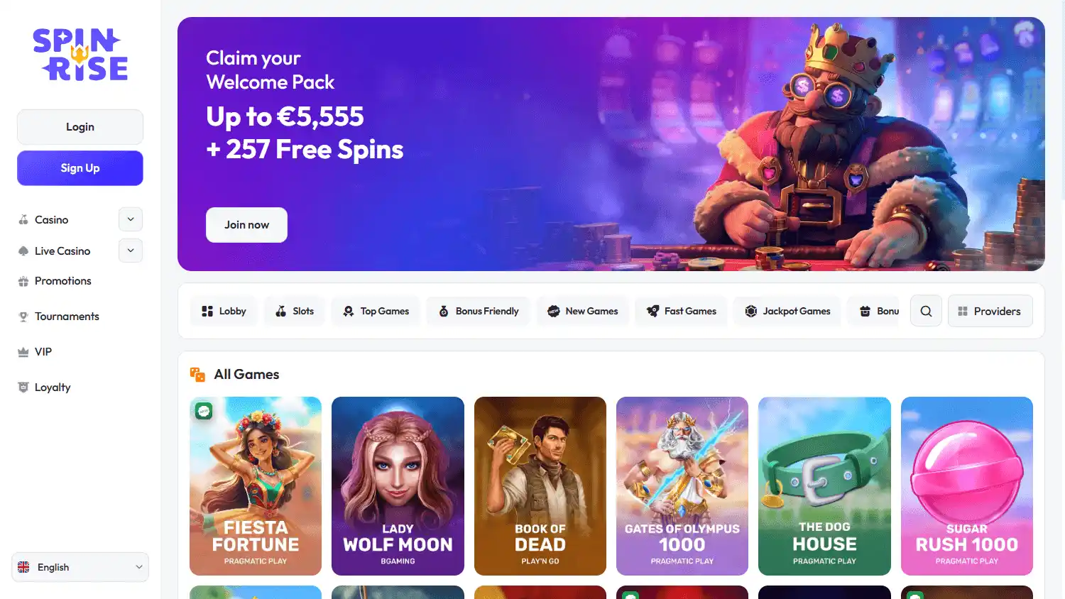 Spinrise Casino screenshot 2