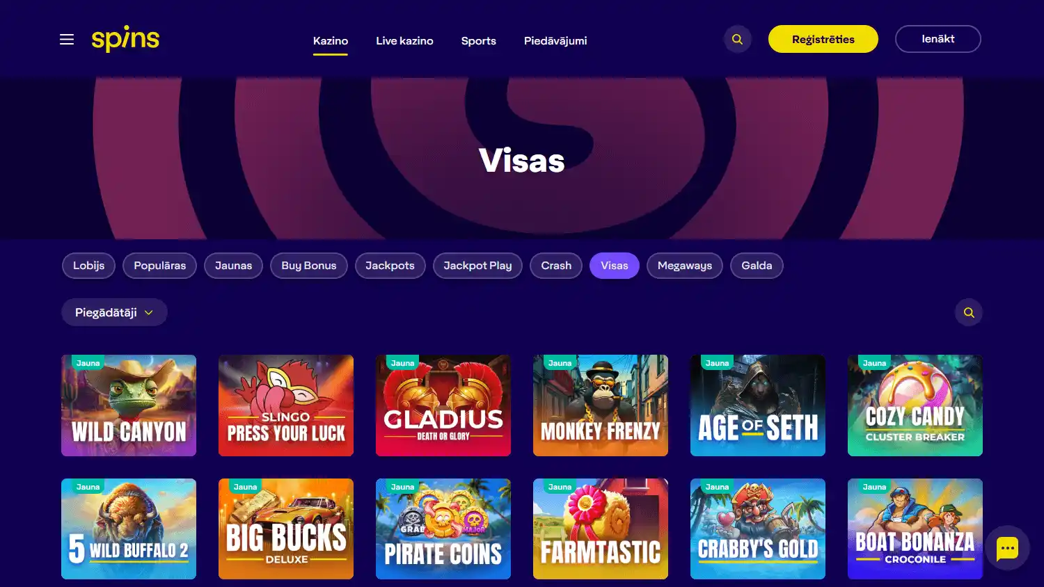 Spins.lv Casino screenshot 2