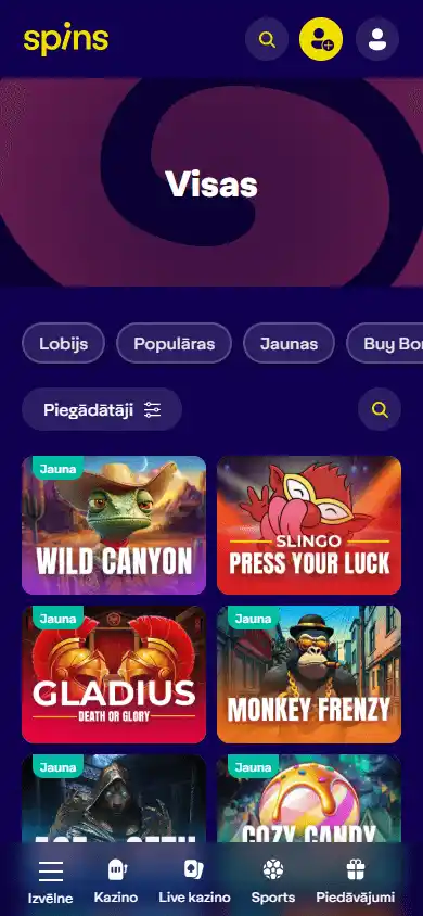 Spins.lv Casino screenshot 5