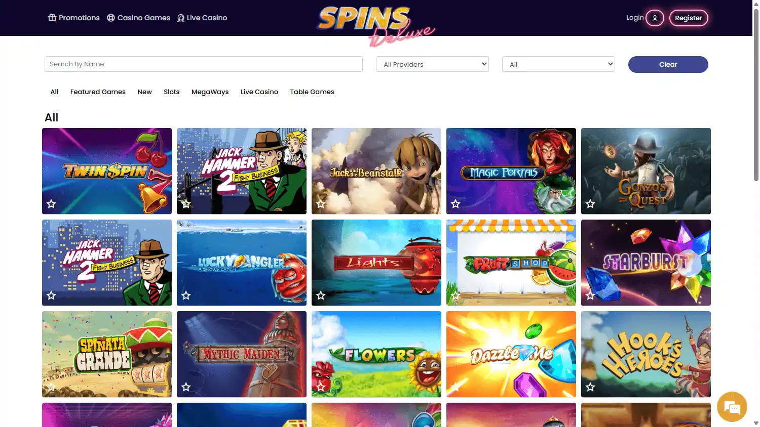 Spins Deluxe Casino screenshot 2