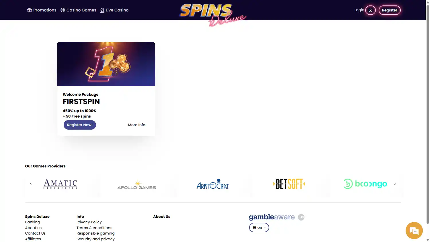 Spins Deluxe Casino screenshot 3
