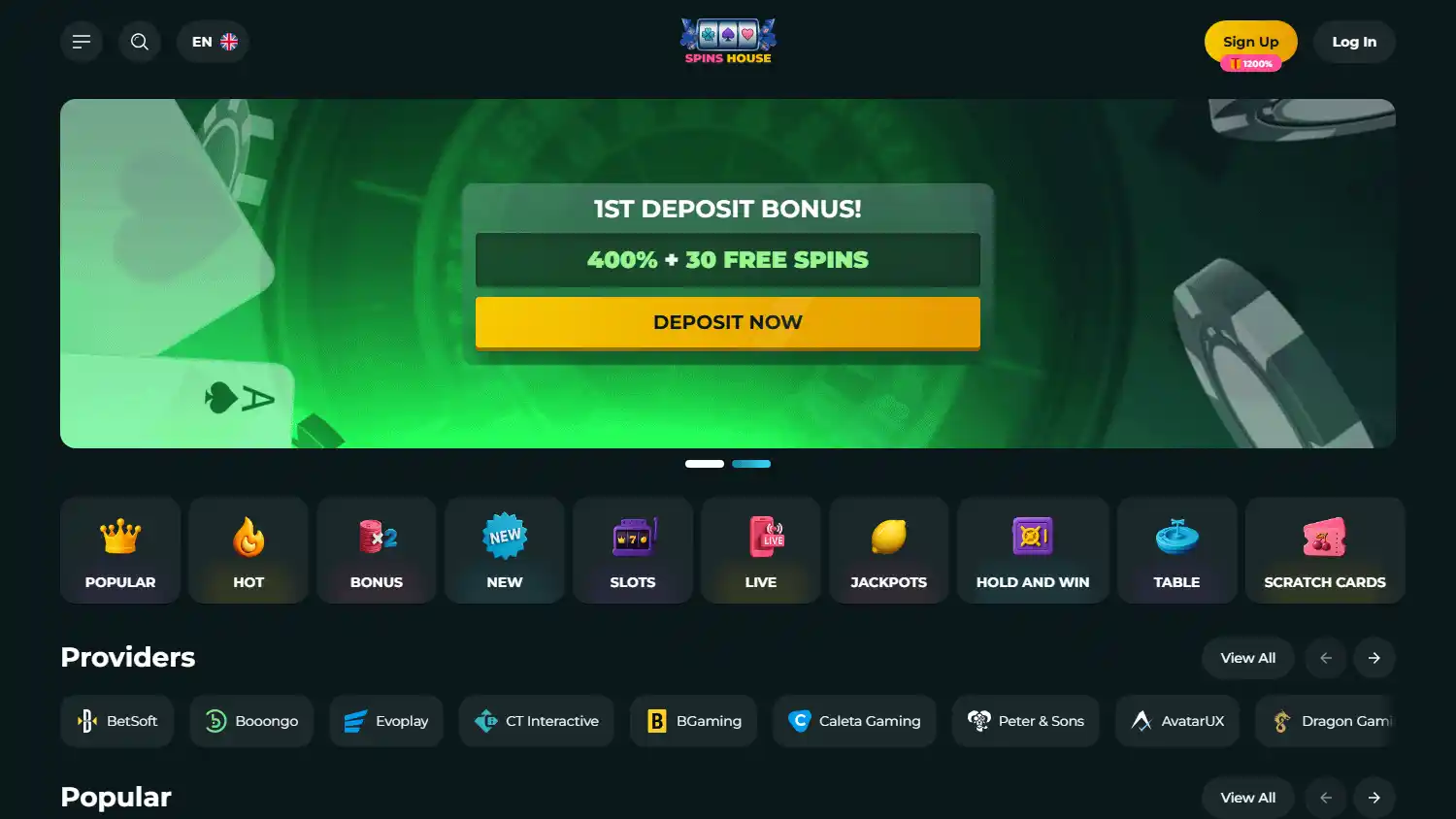 Spins House Casino screenshot 1
