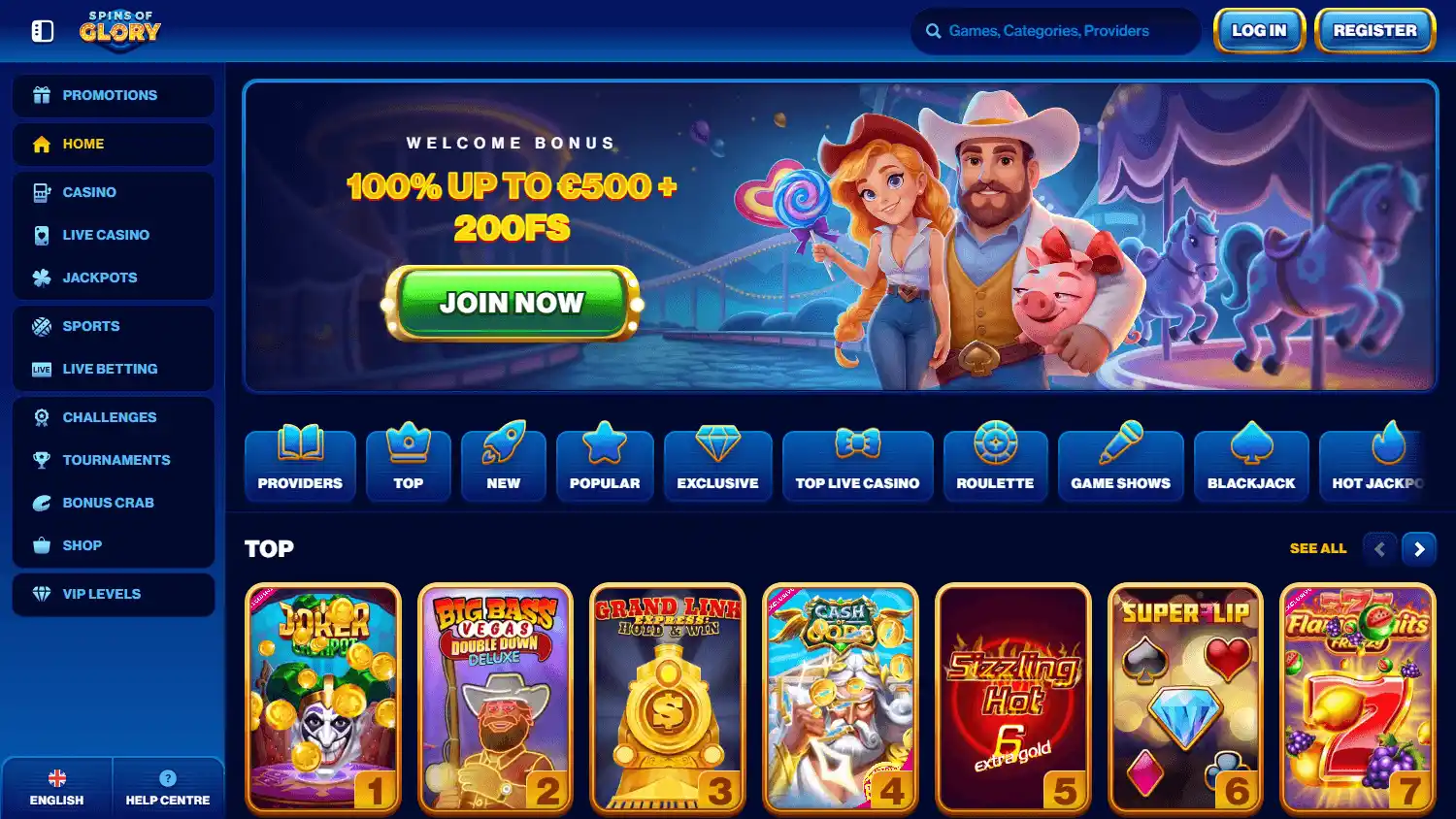 Spins Of Glory Casino screenshot 1