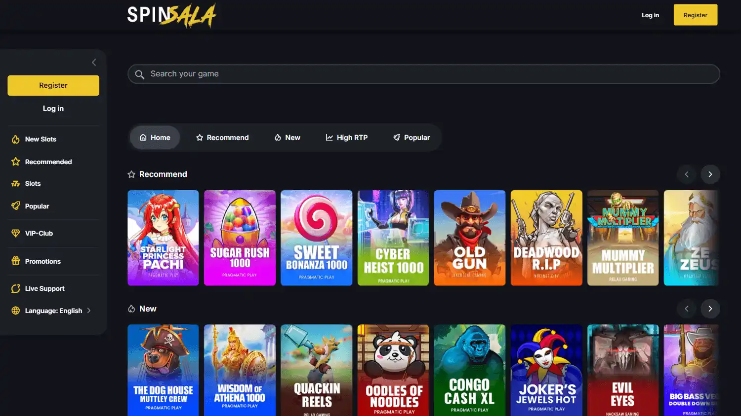 Spinsala Casino screenshot 1