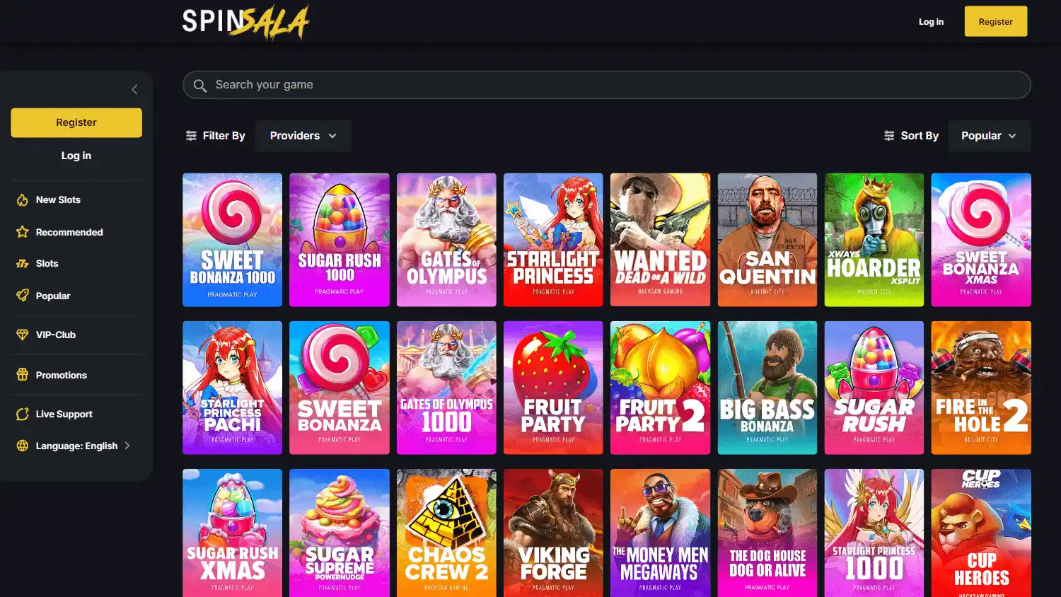 Spinsala Casino screenshot 2