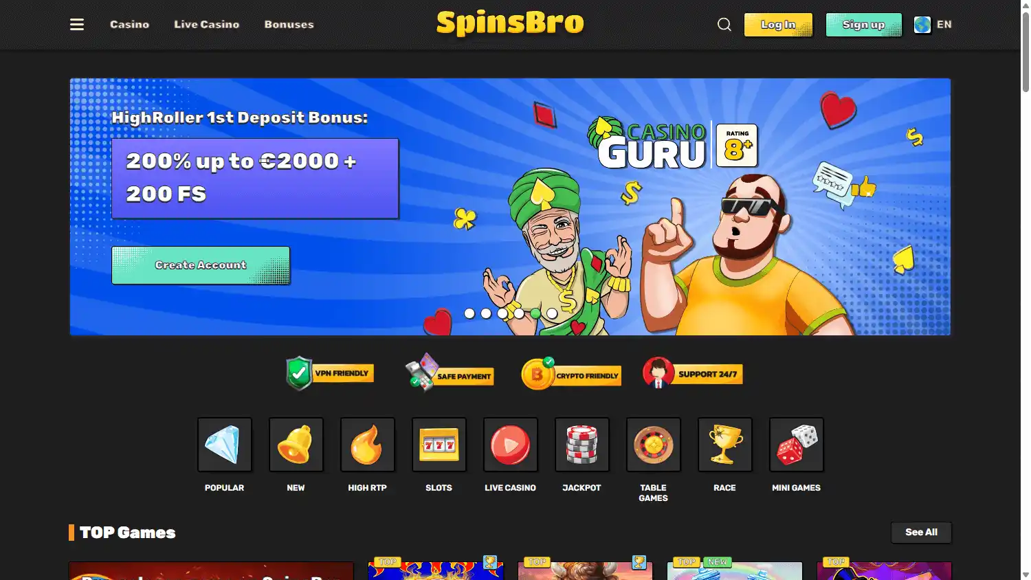 SpinsBro Casino screenshot 1