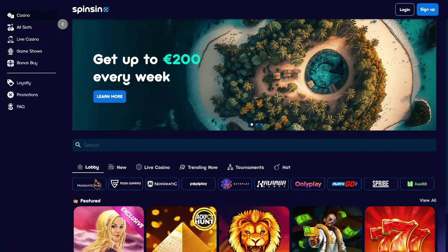 Spinsino Casino screenshot 2