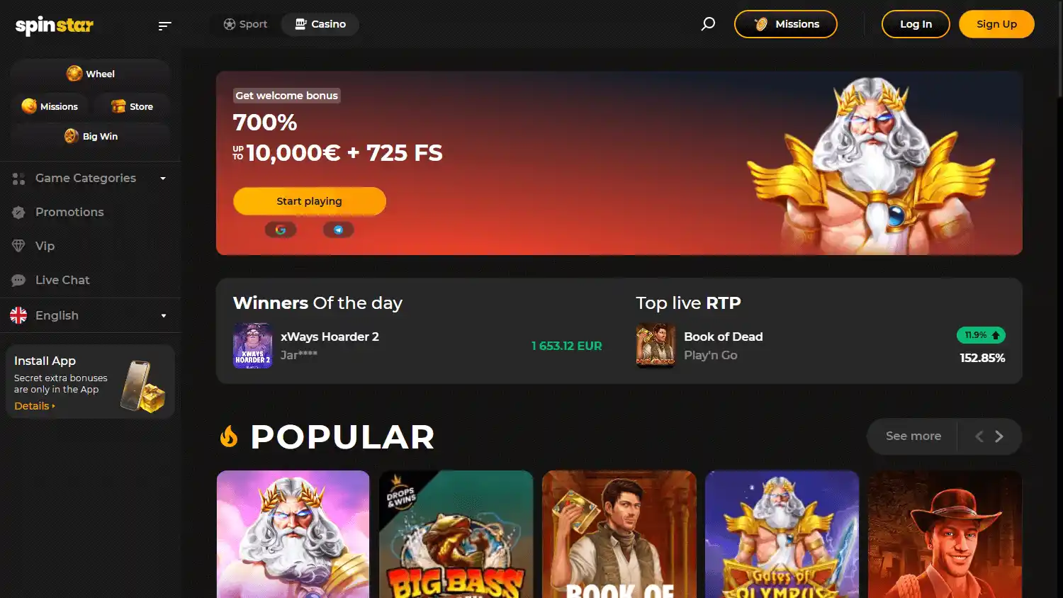 Spinstar Casino screenshot 1