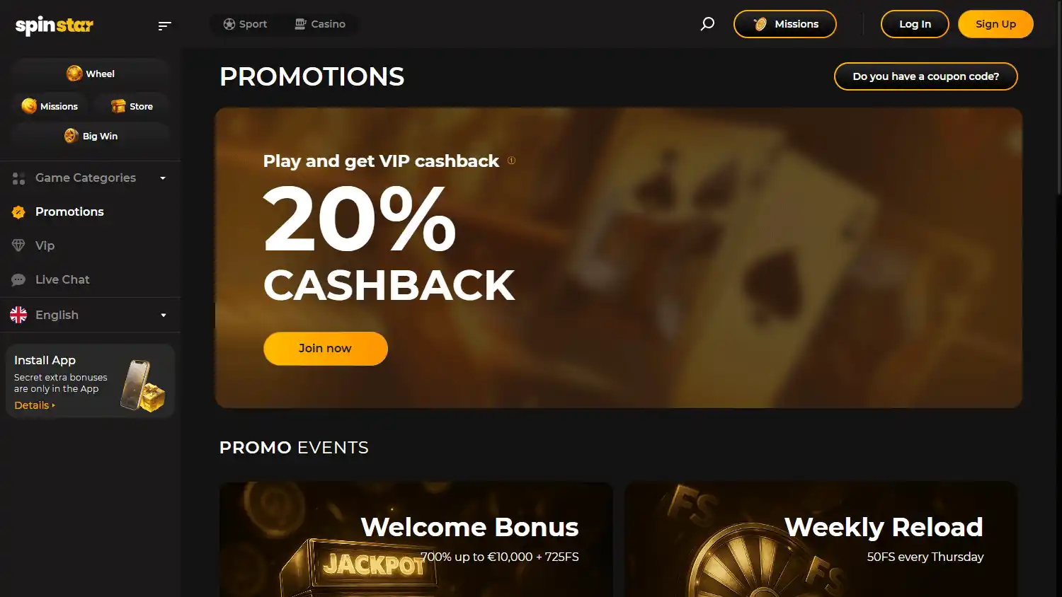 Spinstar Casino screenshot 3