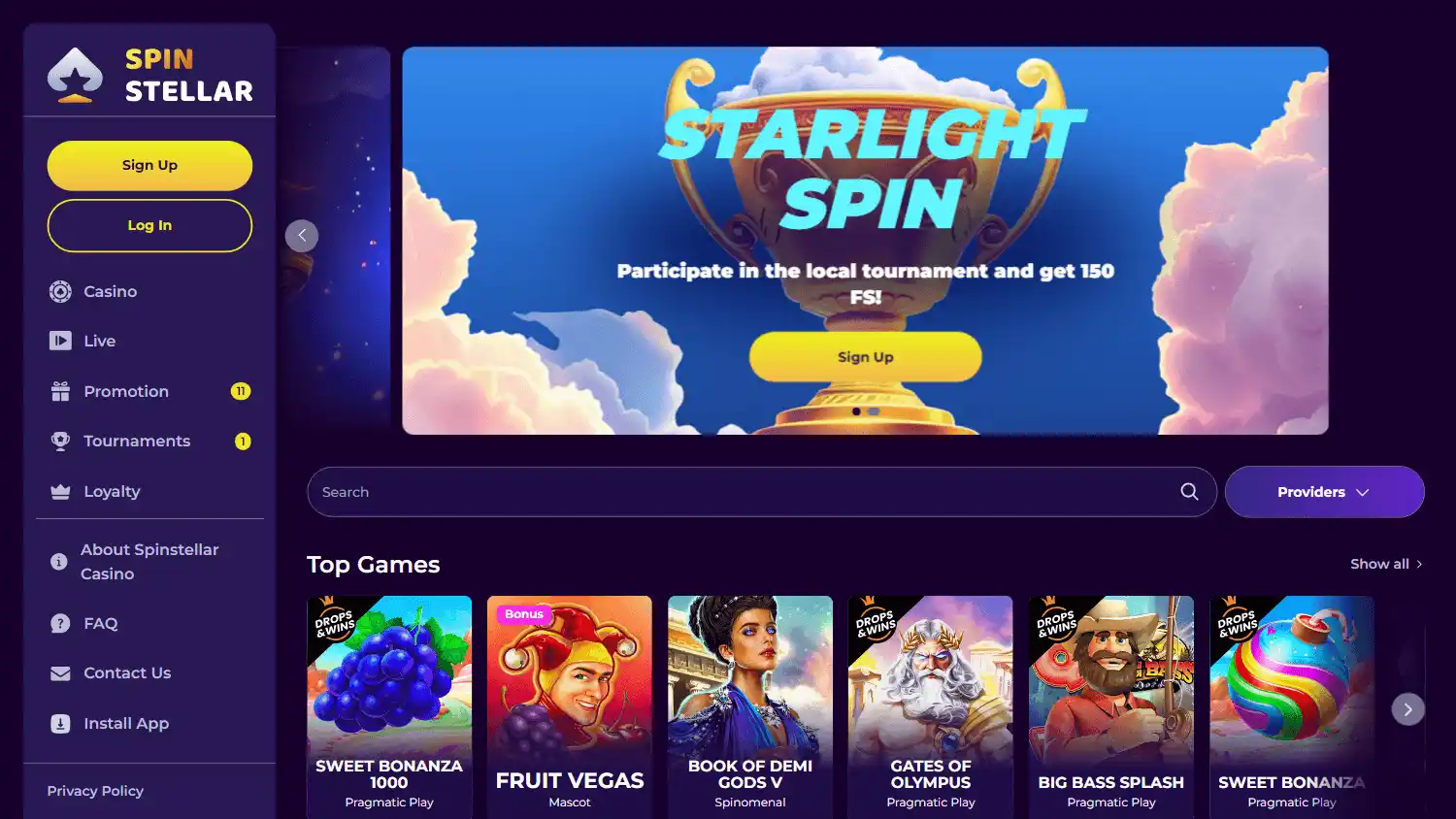 SpinStellar Casino screenshot 1