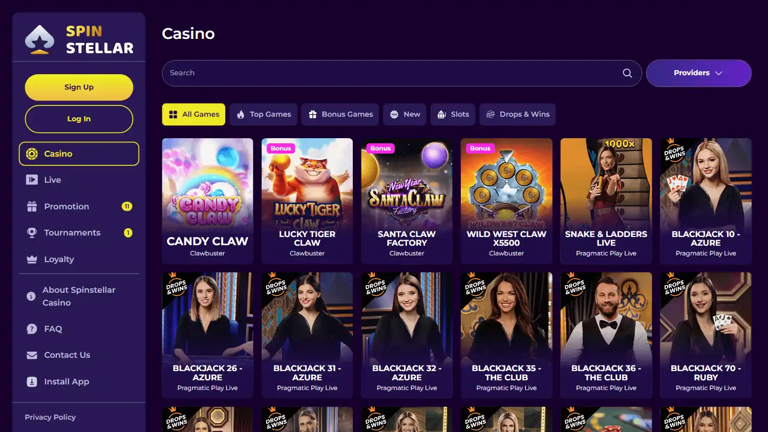 SpinStellar Casino screenshot 2