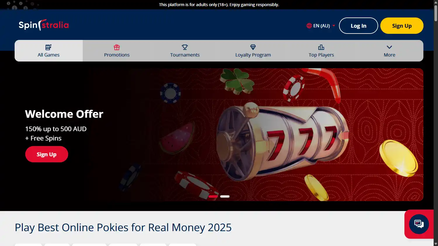 Spinstralia Casino screenshot 1