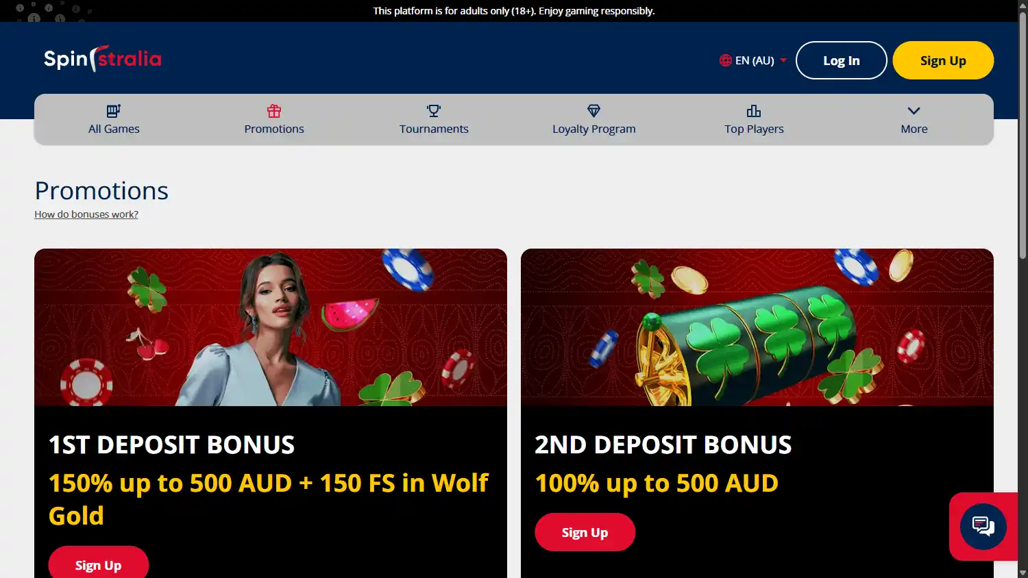 Spinstralia Casino screenshot 3