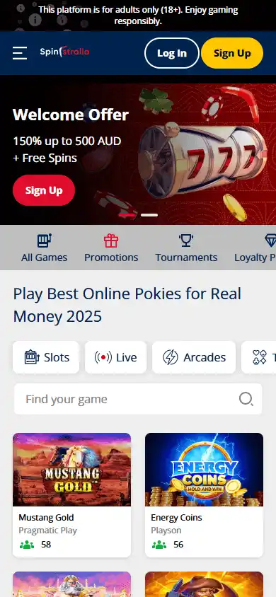 Spinstralia Casino screenshot 4