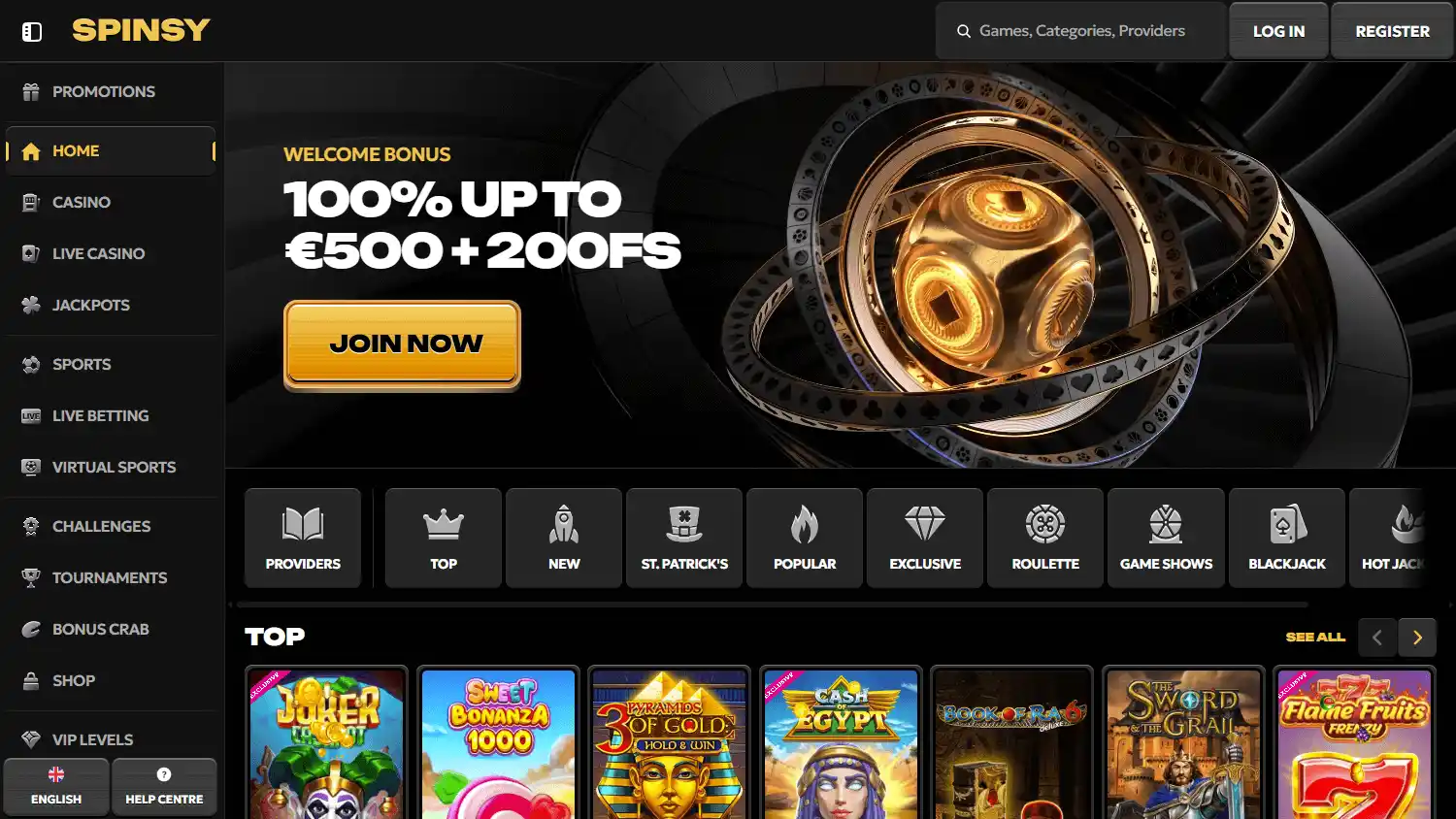 Spinsy Casino screenshot 1