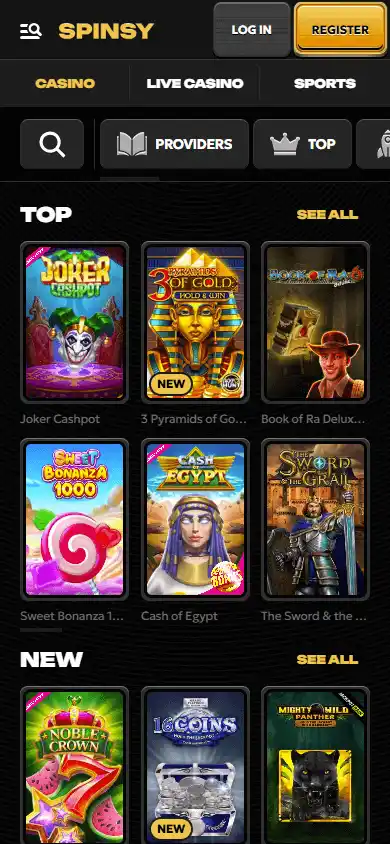 Spinsy Casino screenshot 5
