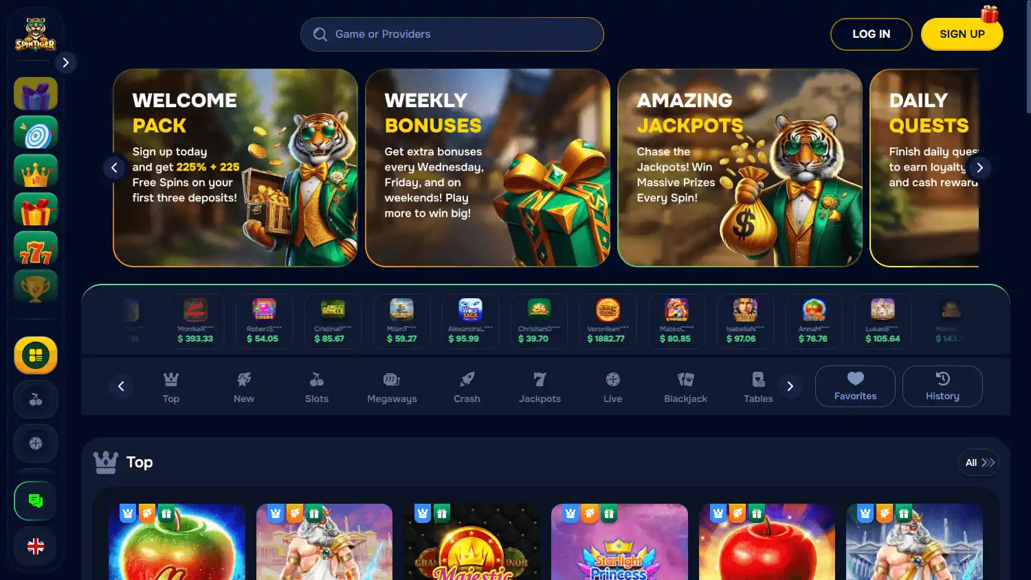 SpinTiger Casino screenshot 1