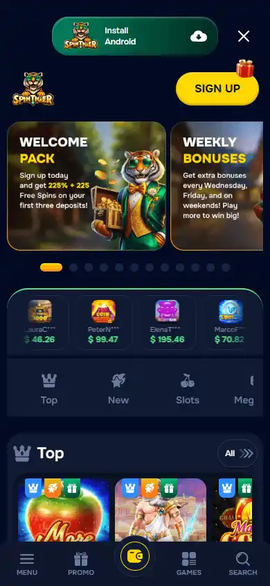 SpinTiger Casino screenshot 4