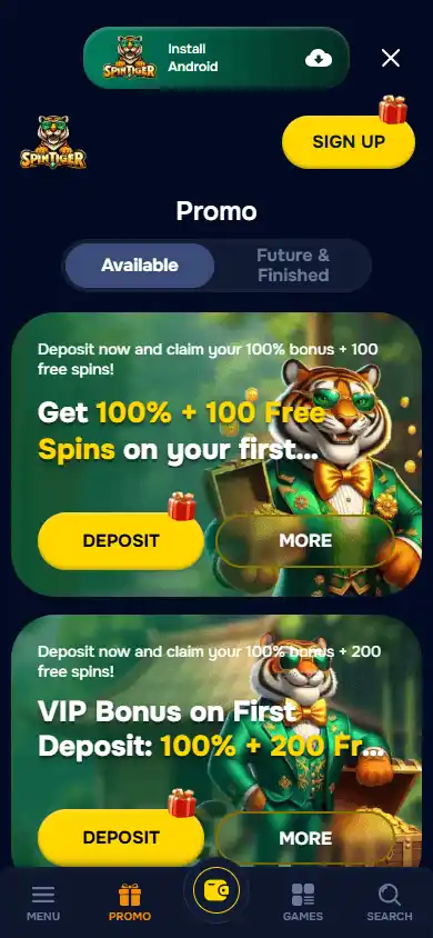 SpinTiger Casino screenshot 6
