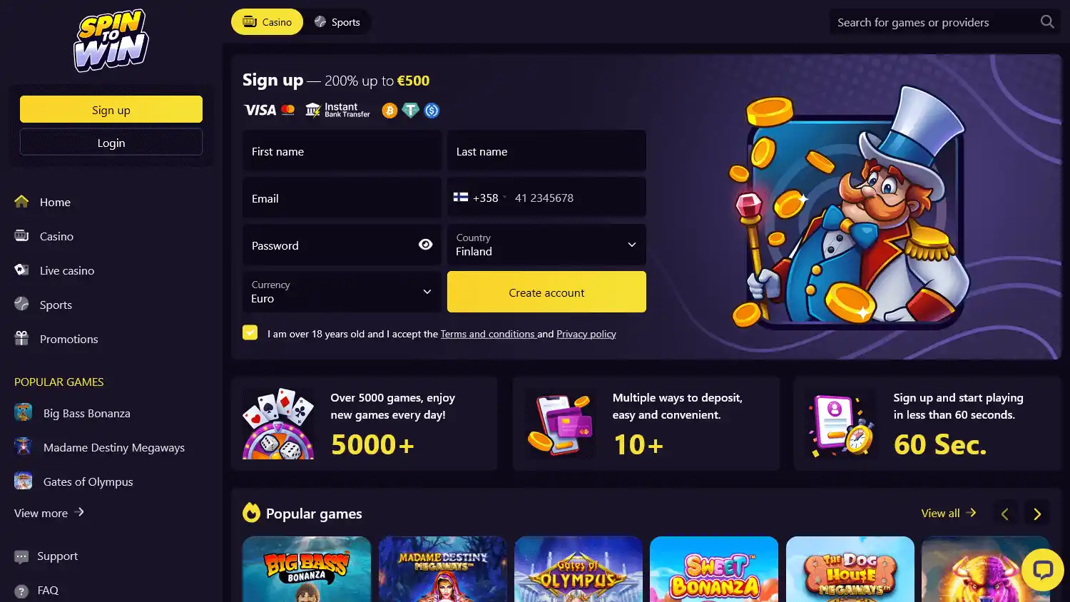 SpinToWin Casino screenshot 1