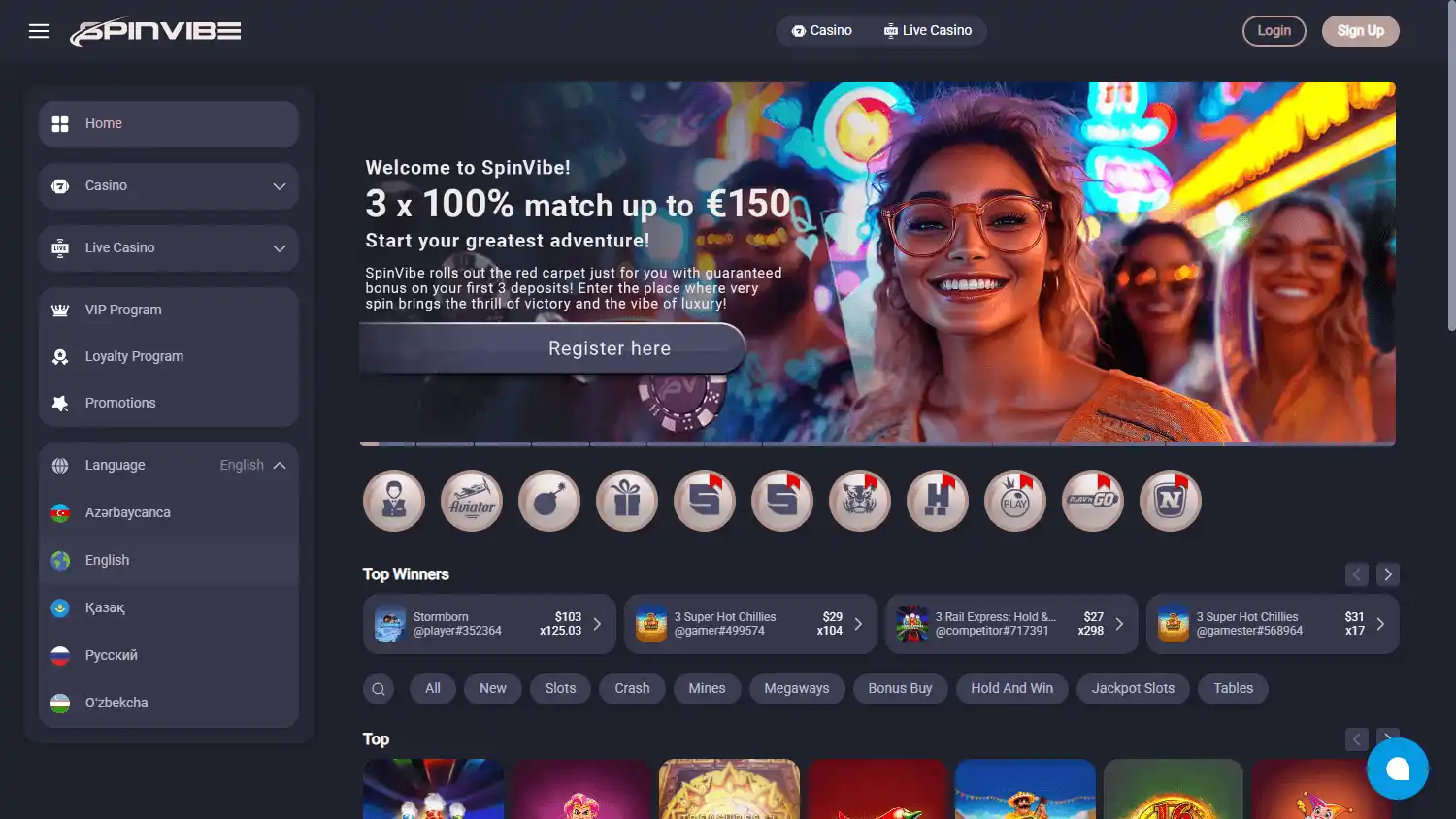 Spinvibe Casino screenshot 1