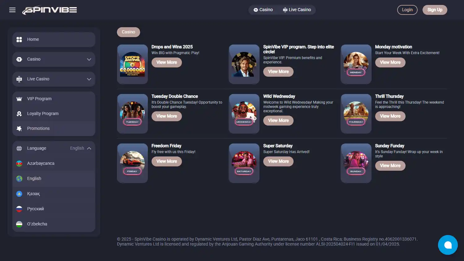 Spinvibe Casino screenshot 3
