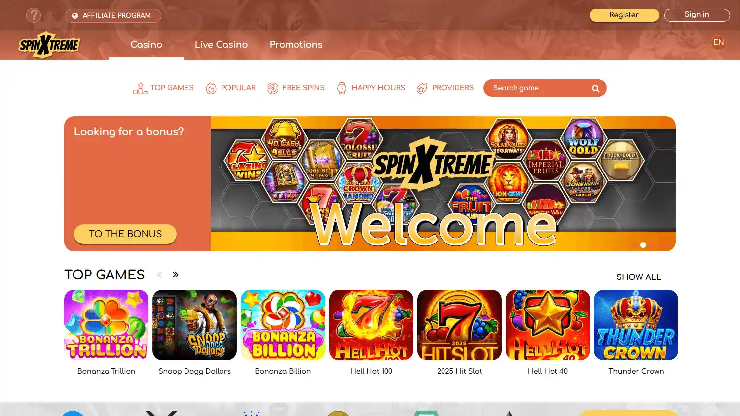 SpinXtreme Casino screenshot 2