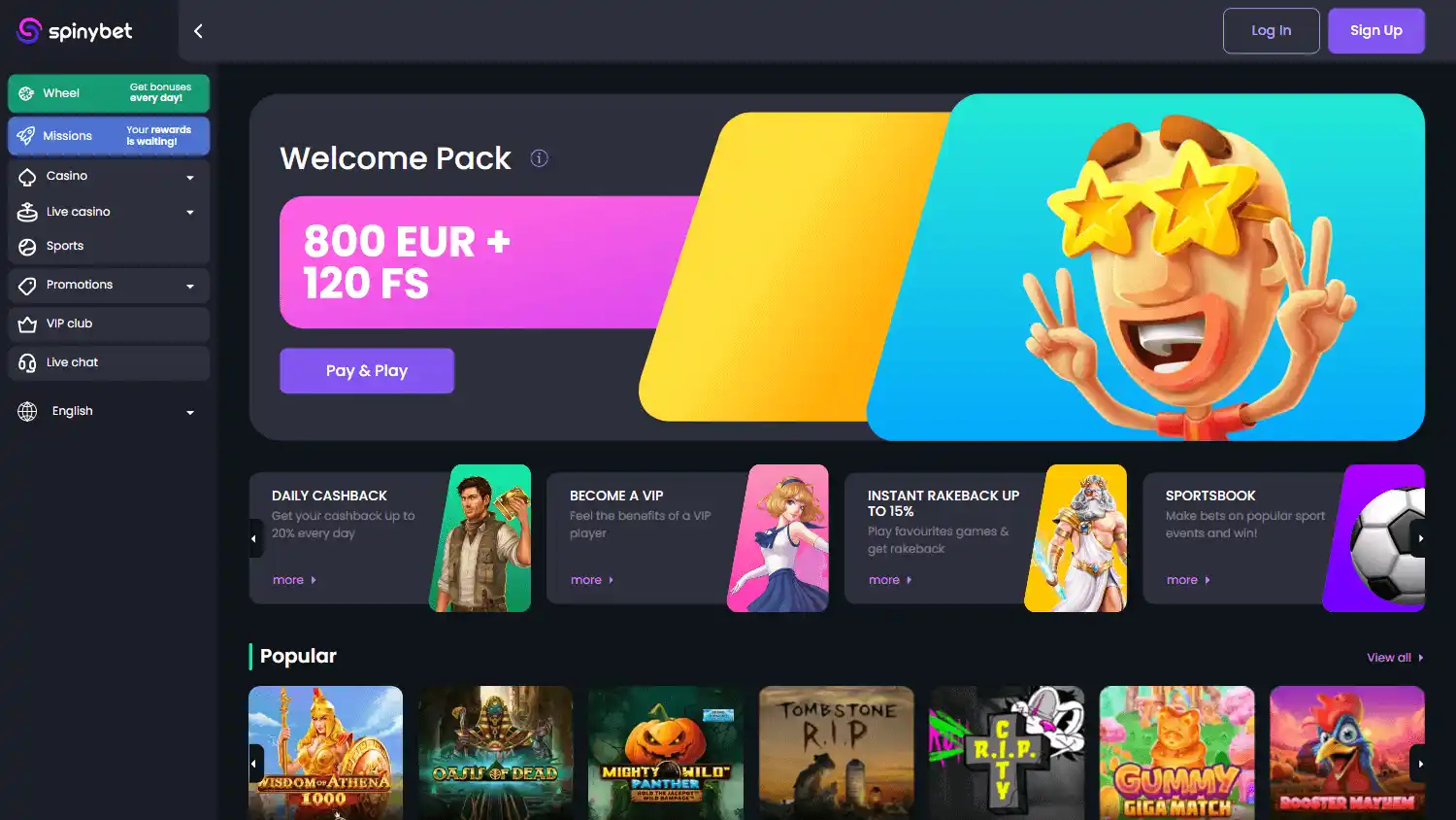 SpinyBet Casino screenshot 1