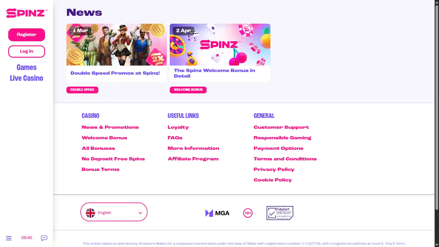 Spinz.com Casino screenshot 3