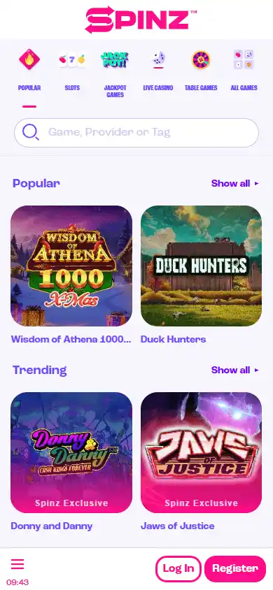 Spinz.com Casino screenshot 5