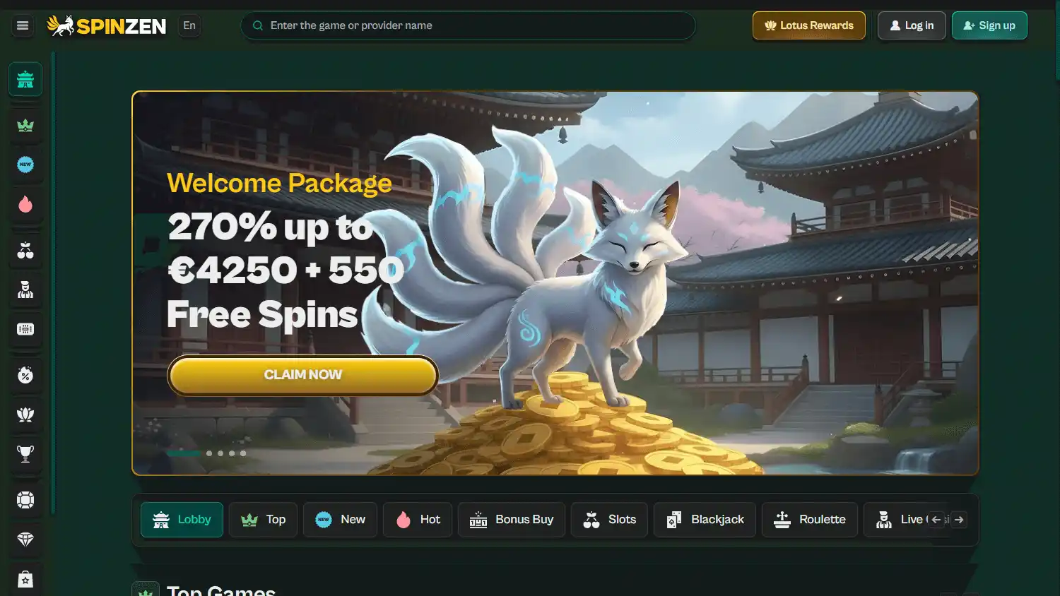 Spinzen Casino screenshot 1