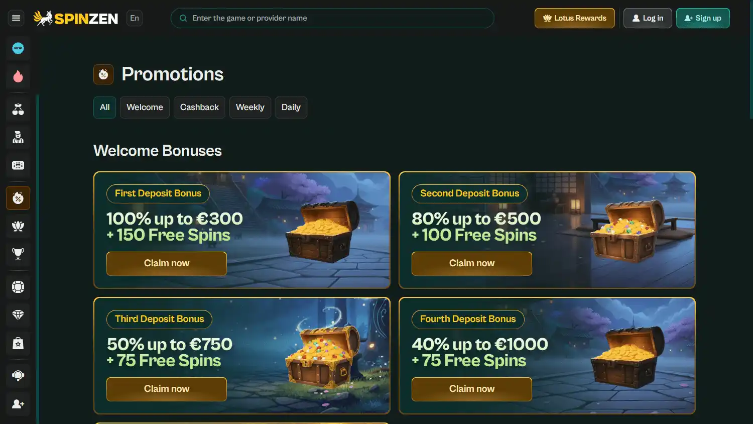Spinzen Casino screenshot 3