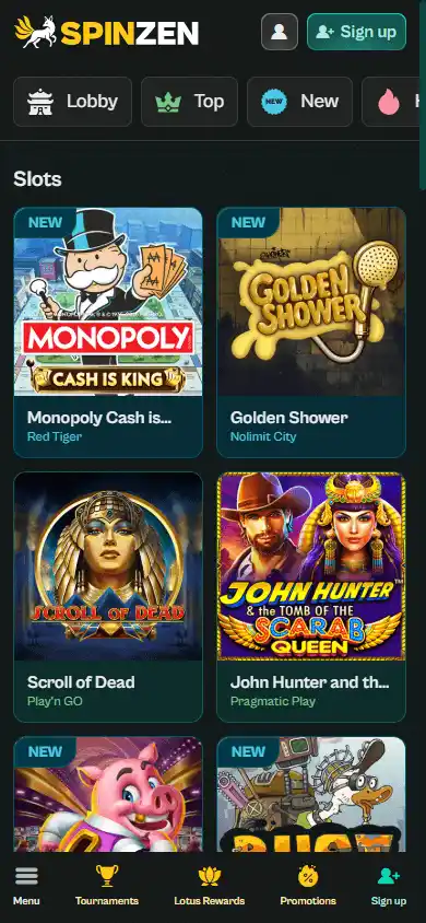 Spinzen Casino screenshot 5