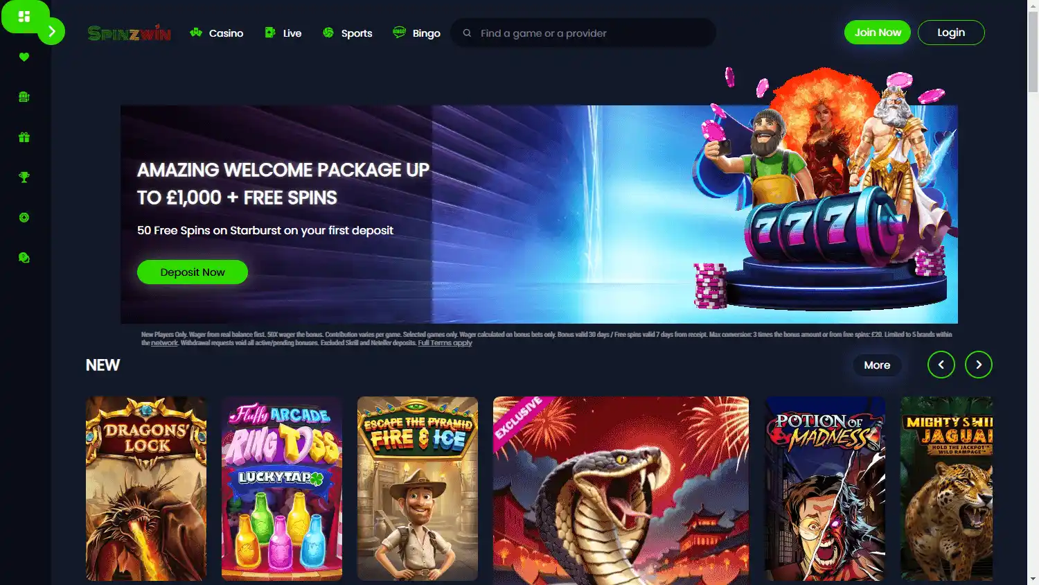 SpinzWin Casino screenshot 1
