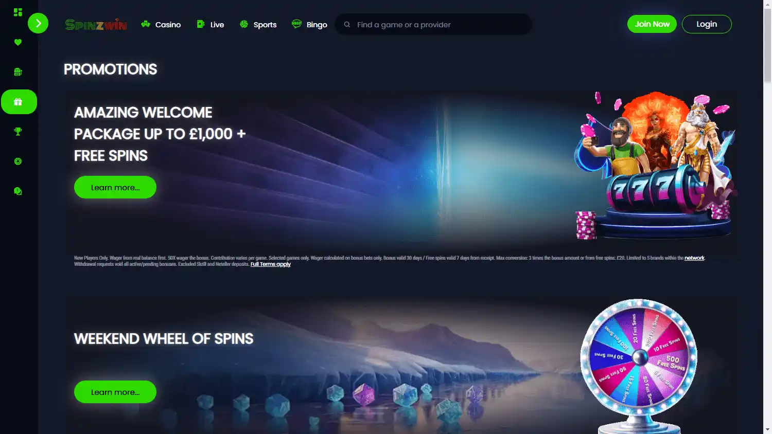 SpinzWin Casino screenshot 3