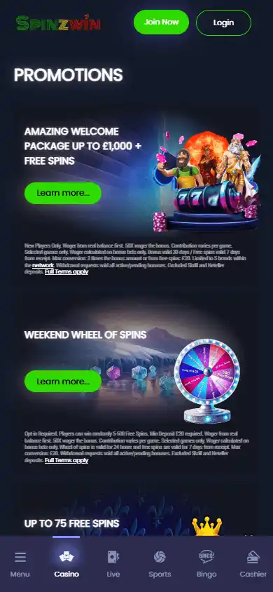SpinzWin Casino screenshot 6