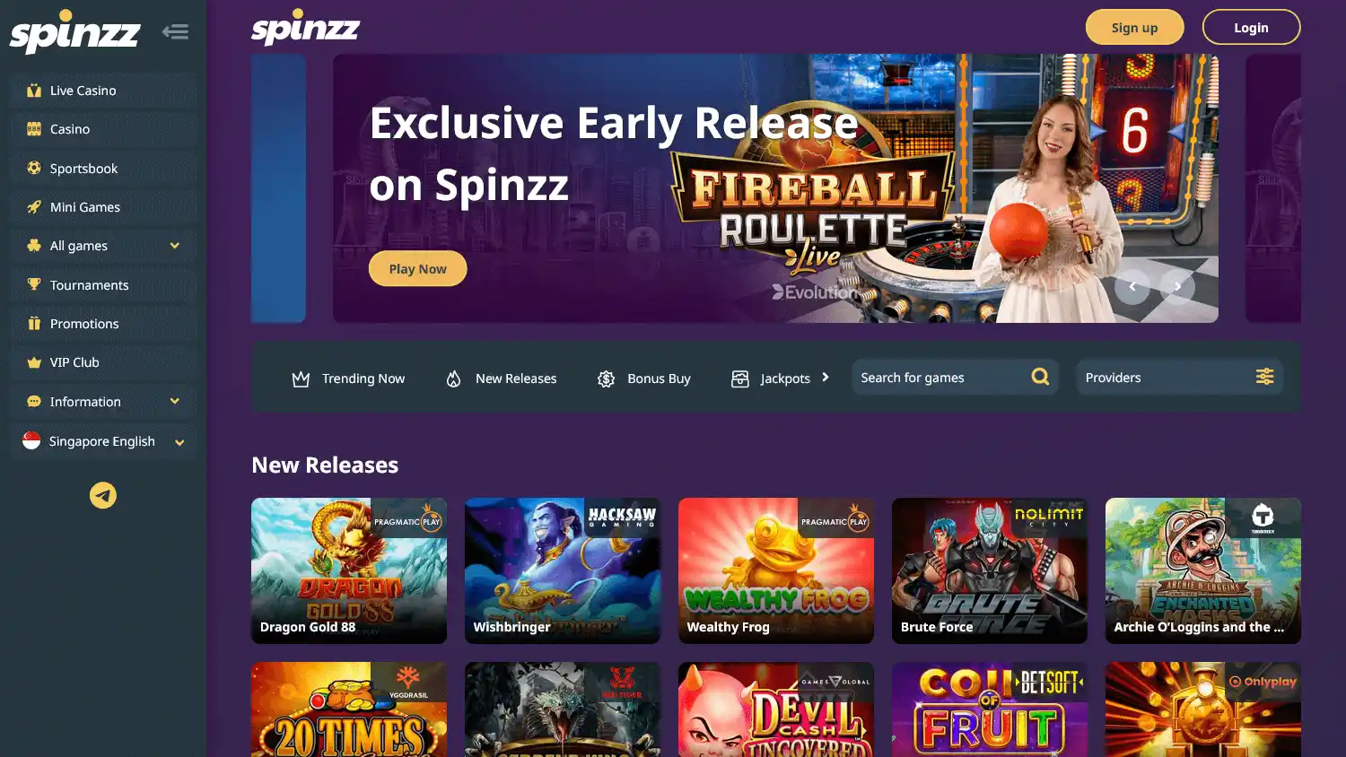 Spinzz Casino screenshot 1
