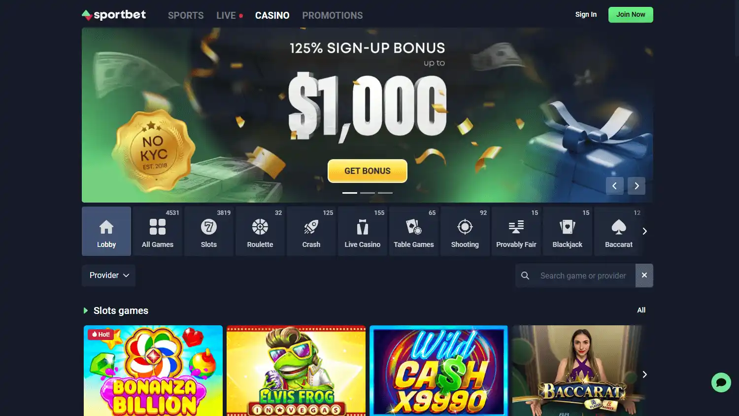 Sportbet.one Casino screenshot 2