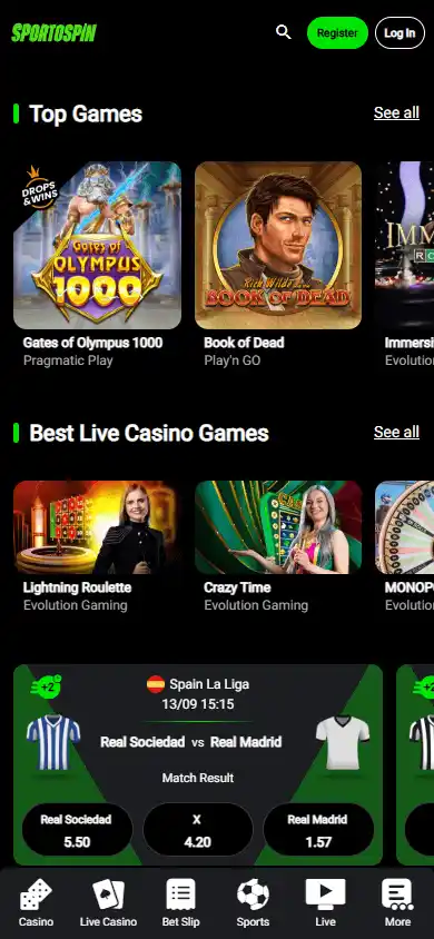 SportoSpin Casino screenshot 4