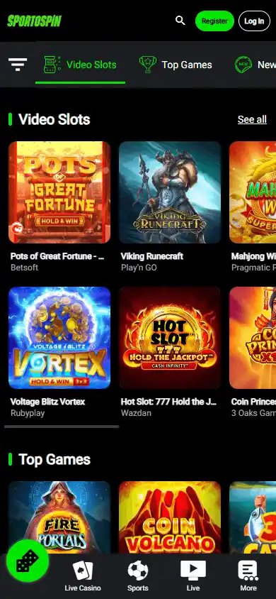 SportoSpin Casino screenshot 5