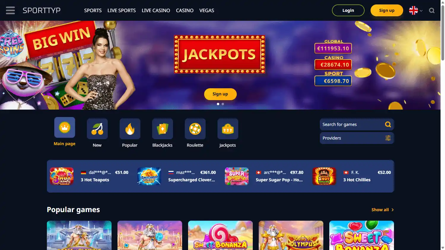 Sporttyp Casino screenshot 2
