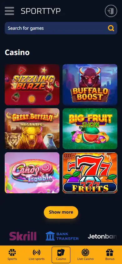 Sporttyp Casino screenshot 5